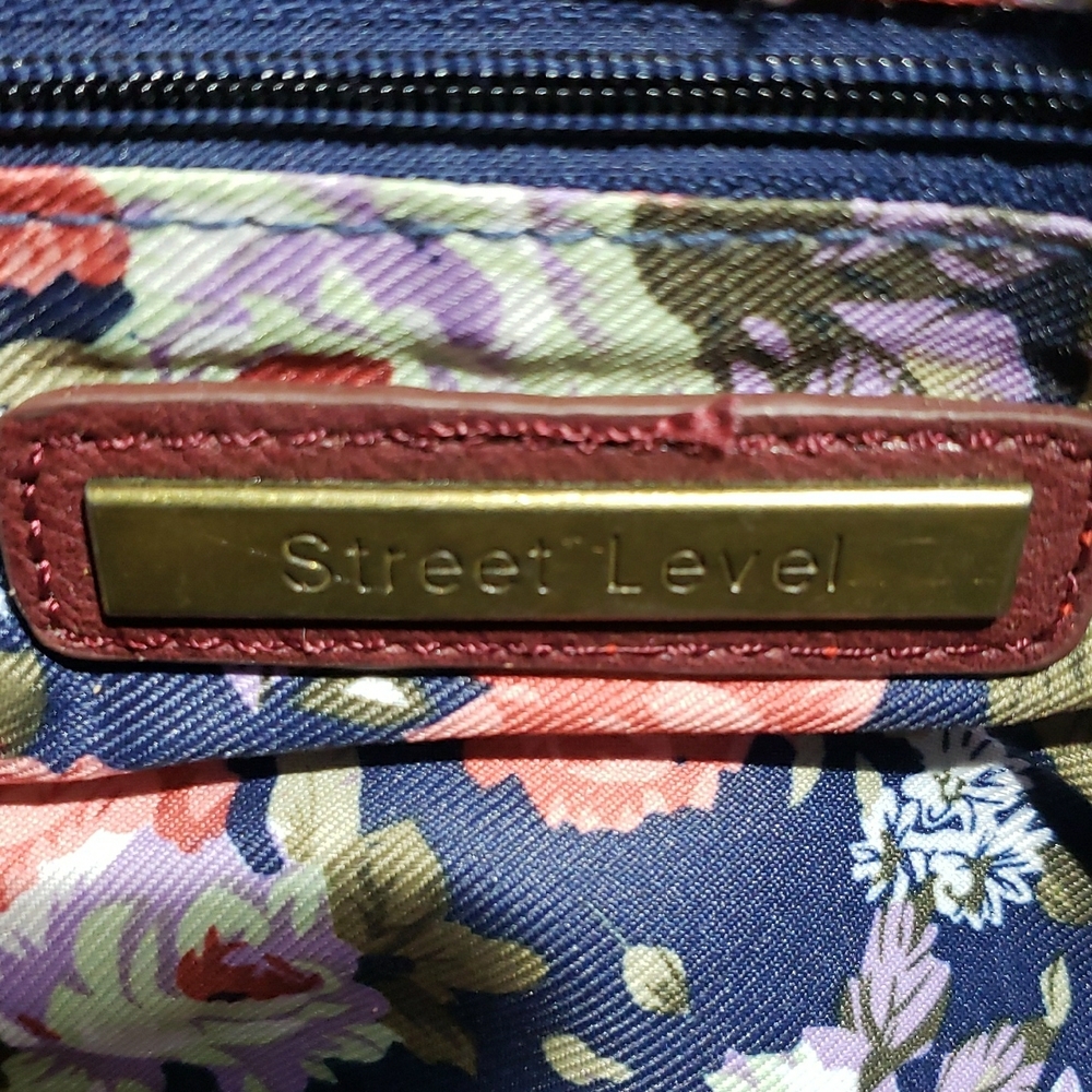 Street Level Floral Burgundy Gold Studded Clutch - Picture 2 of 5